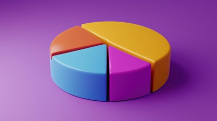 Poster - Colorful pie chart representation, segments in orange, blue, pink, yellow