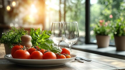 Poster - Elegant meal setup showing caloriecontrolled food options with no people and a clean modern background