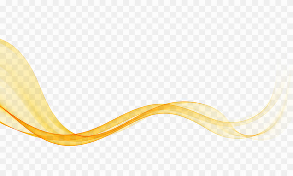 Orange wavy lines, the flow of an abstract transparent wave, a design element.