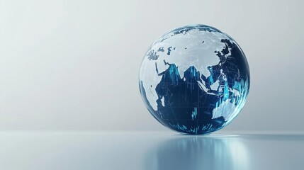 Poster - Globe representation of Asia with data visualization elements, modern design