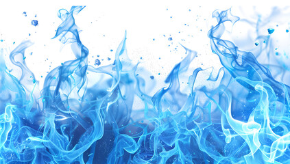 Poster - Blue flames on a white background, isolated