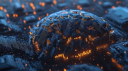 Fototapete - exploring the future a detailed visualization of a robot brain constructed from interconnected circu