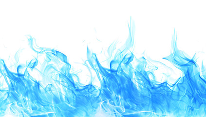 Poster - Blue flames on a white background, isolated, stock photo