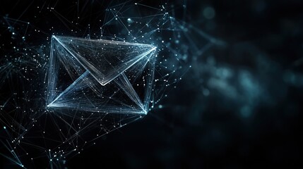 Poster - Digital envelope icon, abstract network connections, glowing particles
