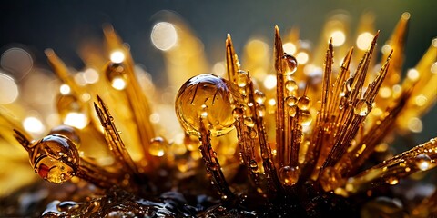 Poster - A close up of a plant with droplets of water on it
