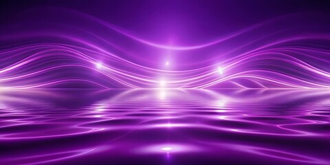 Poster - Abstract Purple Waves Reflecting Light on a Smooth Water Surface