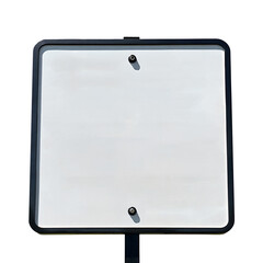 Fototapete - This sign is a blank square sign with a white background and a black frame. It seems suitable for putting information such as a landmark or instructions.