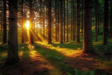 path in the woods of beautiful deep forest