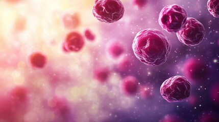 Poster - Microscopic view of cells, vibrant colors, abstract background, biological concept