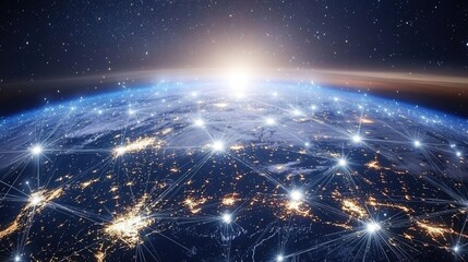 Poster - A stylized globe with interconnected web lines, representing the vast, global reach of the internet and networking.