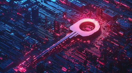 Poster - Exploring futuristic digital landscapes neon colors and shapes transforming technology and artistry in a vibrant visual experience