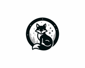 black fox on the moon icon