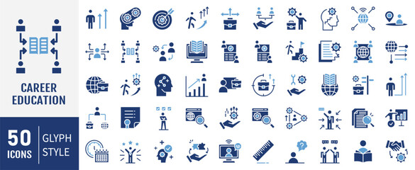 Career Education icon collection. Containing skill development, vocational training, educational pathways, professional growth and guidance icon. Simple flat vector.