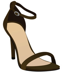 Sticker - Brown  woman sandal. vector illustration