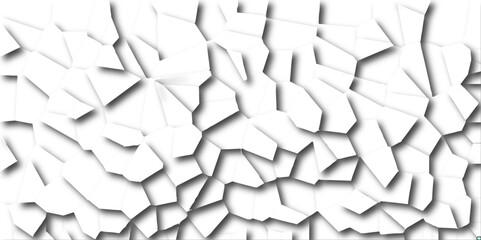 Poster - Abstract white paper cut shadows background realistic crumpled paper decoration textured with multi layers.Broken tiles mosaic seamless pattern.white gravel texture wallpaper. vector illustration.	