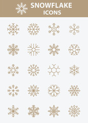 set of snowflake icons, winter, snow