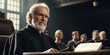 © Irina Ukrainets - A wise judge presides over a courtroom scene. The gavel rests on the desk as he listens intently. This image captures the essence of justice and authority in a legal setting. AI