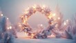 © admin_design - Sparkling christmas wreath with lights and snow, a festive holiday decoration