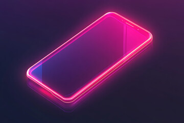 Poster - A glowing smartphone with a neon pink outline on a dark background.