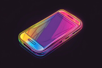 Poster - A vibrant, neon outline of a smartphone against a dark background.