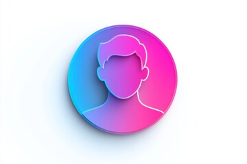 3D Gradient Circle User Profile Icon  Male Silhouette  Avatar  Social Media