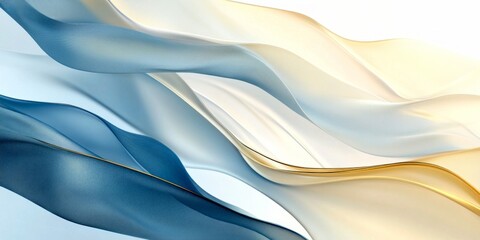 Aufkleber - A stunning abstract background featuring flowing waves in shades of blue and gold. This design is elegant and perfect for various creative projects.