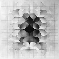 Wall Mural - intricate overlapping circular patterns on a grid creating a complex floral-inspired design