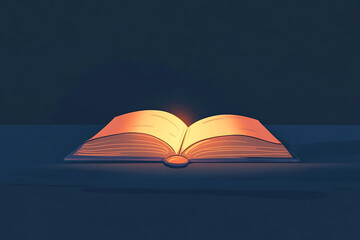 Poster - An open book emits a warm glow, symbolizing knowledge and inspiration in a dark setting.
