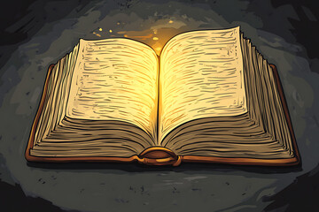 Poster - An open book glowing with light, symbolizing knowledge and imagination.