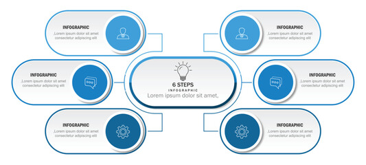 Poster - illustration vector infographic circle with 6 steps, design infographic template. Can be used for process diagram, presentation, workflow.	