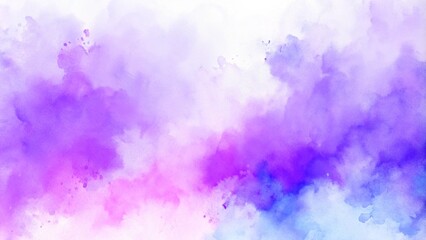 Wall Mural - Fantasy smooth light pink, purple shades, and blue watercolor paper textured illustration for grunge design. Abstract purple watercolor on a white background.