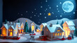 © Tark - Christmas scene, 2d paper city, Christmas decoration, Christmas light, night. Generative AI