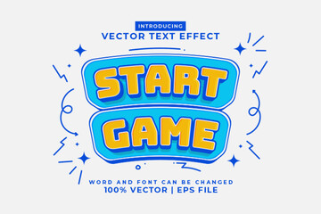 Poster - Editable text effect Start Game 3d Cartoon Cute template style premium vector