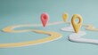 © ImagineWorld - Abstract Representation of Customer Journey Concept with Colorful Location Markers on a Winding Path