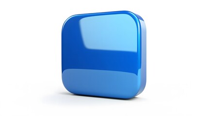 Fototapete - 
Blank Mobile application icon, button - blue square with round corners. 3d rendering, white background