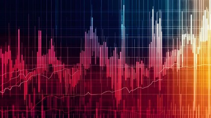 Poster - A futuristic, glowing display of cryptocurrency rising trends projected above a trading floor at a national blockchain event