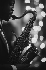 Poster - Saxophone player performing live jazz music on stage