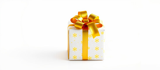 white gift box with a golden bow