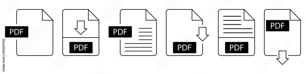 Pdf file format download symbols Stock Vector | Adobe Stock