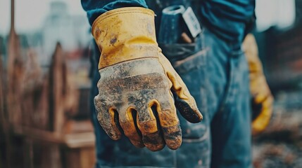 Construction gloves and safety eyewear for hand and eye protection, ensuring that workers have the necessary safety gear to prevent injuries during tasks like hammering, cutting, and drilling