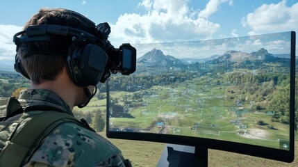 Wall Mural - military ar map system, providing a 360-degree view of the battlefield through augmented reality. th