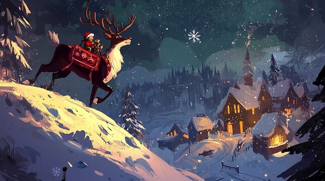 Generate an illustration of a Christmas Cartoon that represents Dreams