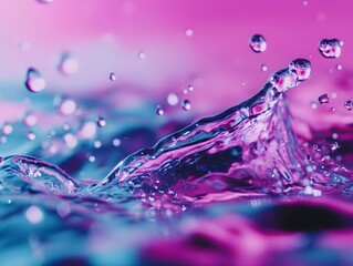 Poster - Vibrant Water Splash in Pink and Blue Tones