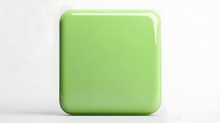 Blank Mobile application icon, button - green square with round corners. 3d rendering, white background