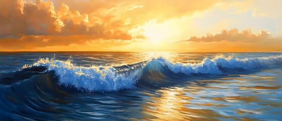 Poster - Serene Sunset Over Ocean Waves