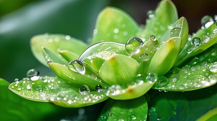 Poster - A close-up of a dewdrop-covered flower petal, capturing intricate details