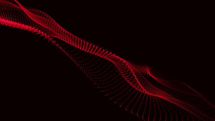 Poster - Abstract technology background with red futuristic dotted and wavy lines. Seamless looping, hi-tech glowing motion design. Digital technology and innovation concepts