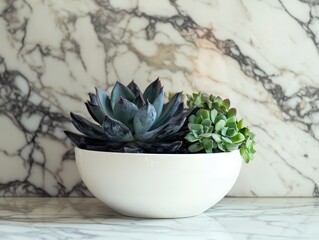 Wall Mural - Modern Succulent Arrangement in White Pot