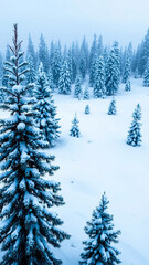 Sticker - snow-covered pine tree stands tall a winter forest