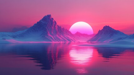 Wall Mural - neon abstract landscapes with surreal glow